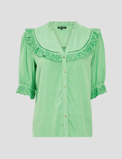 Chemise manches 3/4 vert clair femme