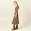 Robe midi évasée manches 3/4 noir femme