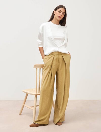 Pantalon loose taille standard camel femme