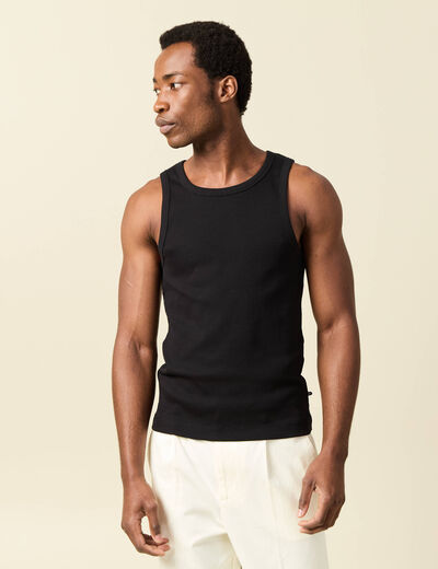 D&eacute;bardeur cintr&eacute; col rond sans manches noir homme