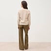 Pull droit col v manches longues creme femme