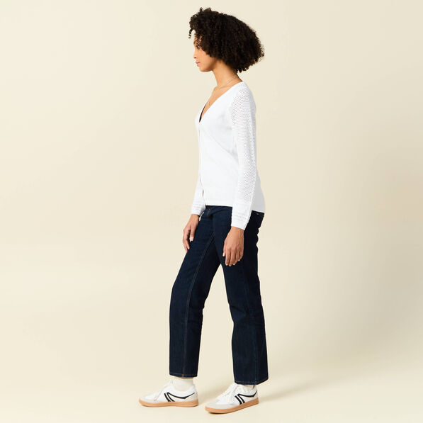 Gilet manches longues boutonné blanc femme