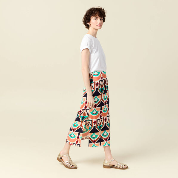 jupe longue droite fendue orange femme Jupe longue droite fendue orange femme