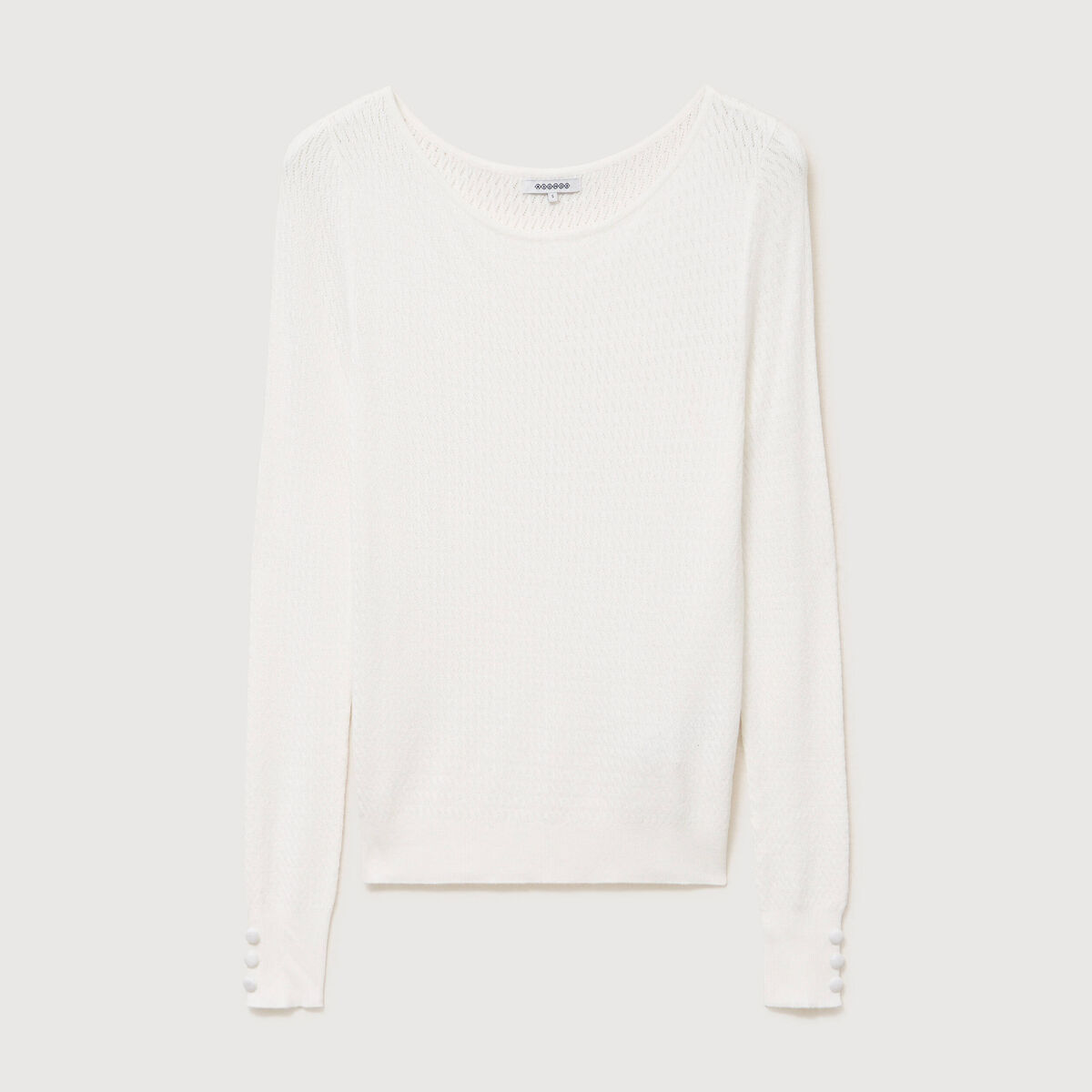 Pull droit col bateau manches longues ecru femme