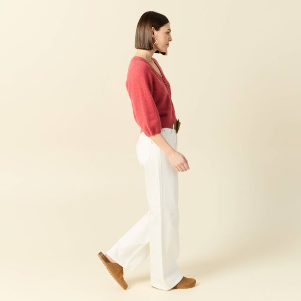 Gilet manches 3/4 rose framboise femme