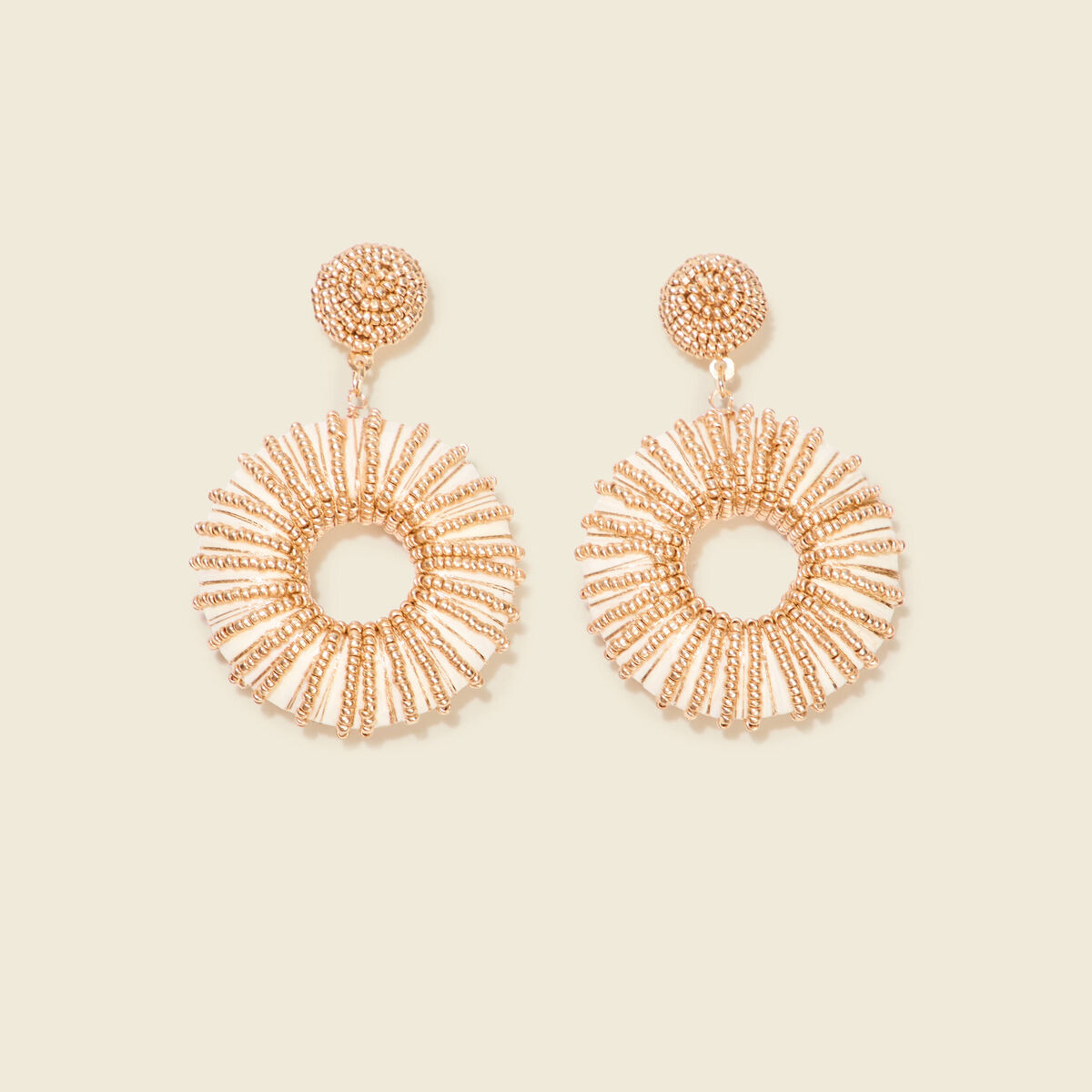 Boucles d'oreilles pendantes ecru femme