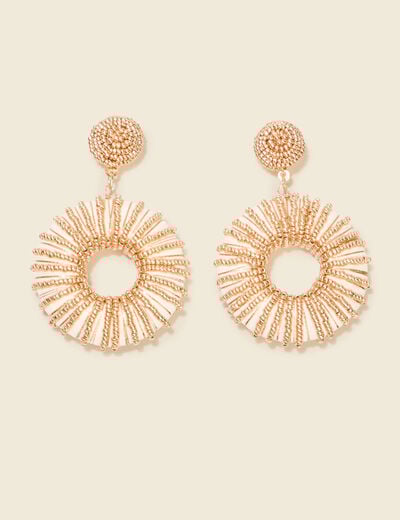 Boucles d'oreilles pendantes ecru femme