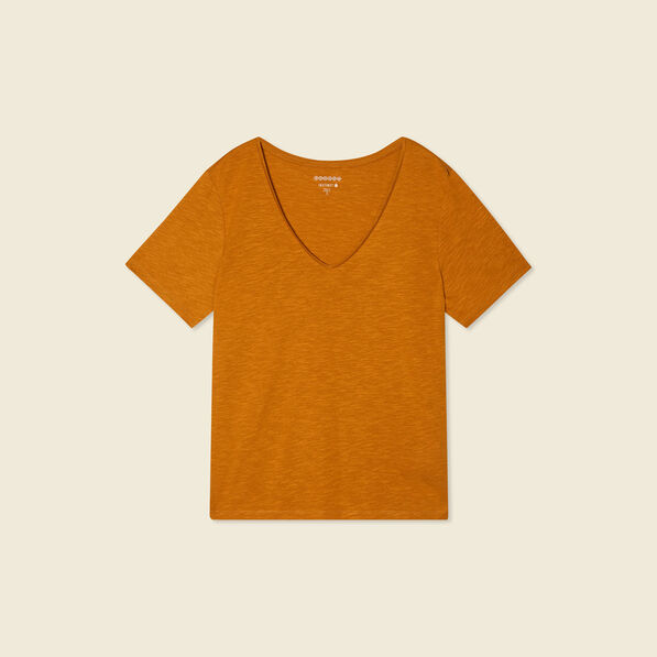 t shirt manches courtes orange fonce femme T-shirt manches courtes orange foncé femme