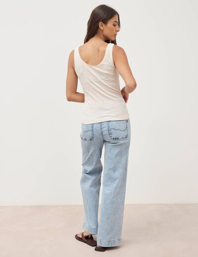 D&eacute;bardeur cintr&eacute; col rond beige femme
