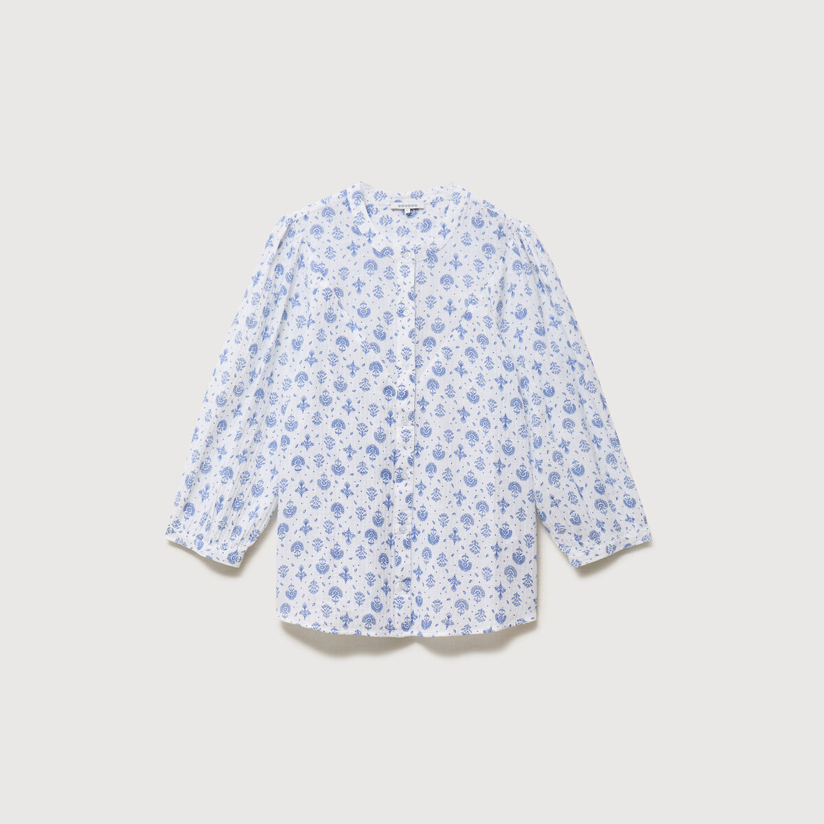 Chemise &agrave; manches longues bleu femme