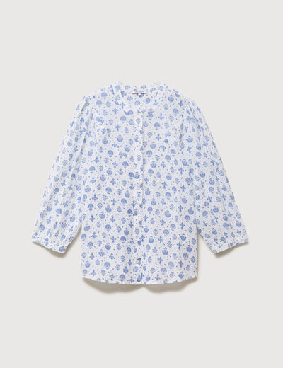 Chemise &agrave; manches longues bleu femme