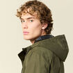 Parka d&eacute;perlante droite mi-longue vert kaki homme