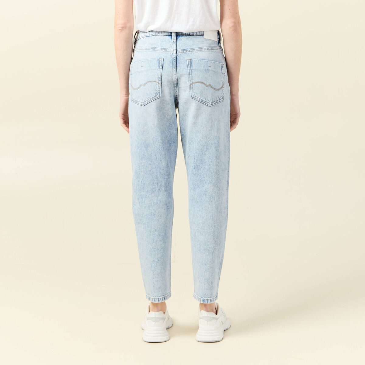 Jeans mom 7/8ème denim snow bleu femme