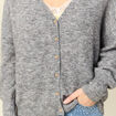 Gilet manches longues col v gris clair femme