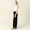 Pantalon large fluide noeud noir femme