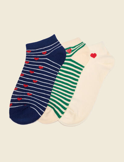 Lot de 3 paires chaussettes basses vert femme