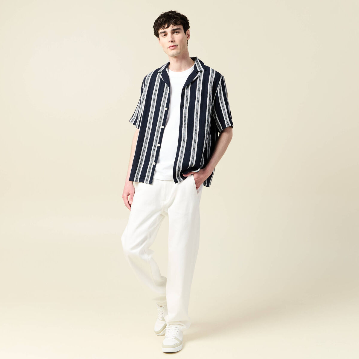 Chemise manches courtes bleu marine homme