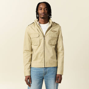 blouson style biker zippe beige homme Blouson style biker zippé beige homme