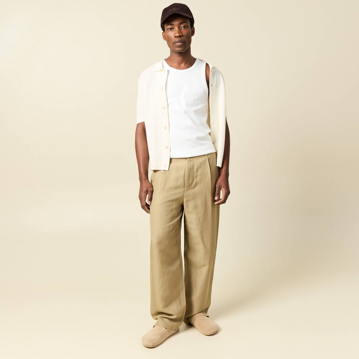 Pantalon droit longueur 32 vert olive homme