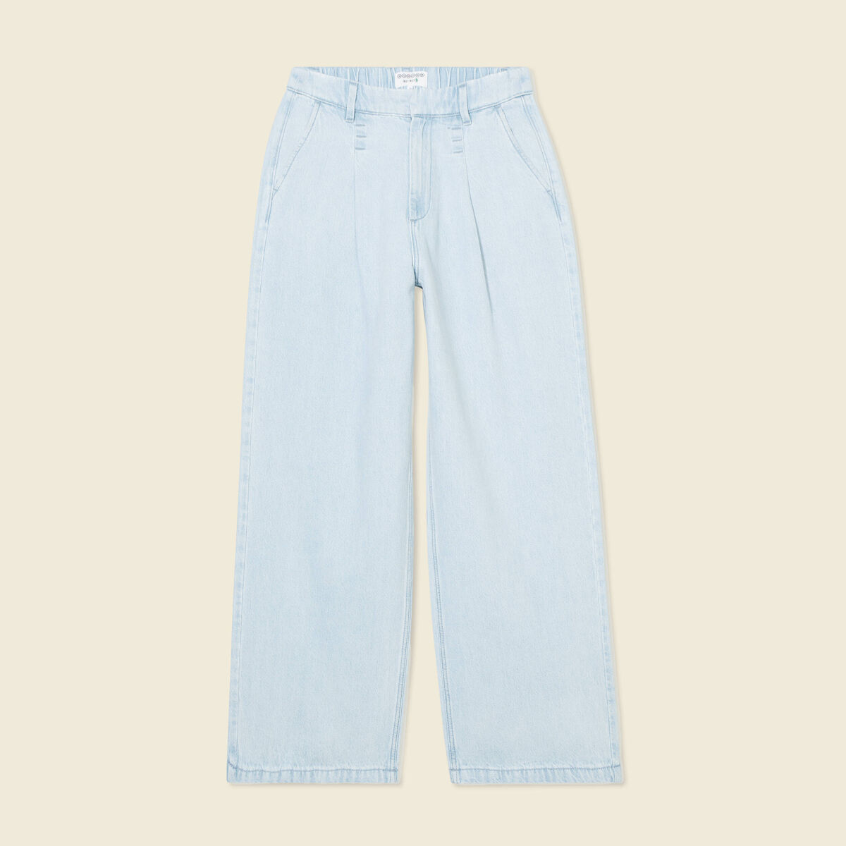 Jeans large à pinces denim bleach femme
