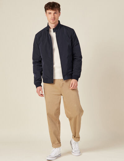 Pull manches longues col rond ecru homme