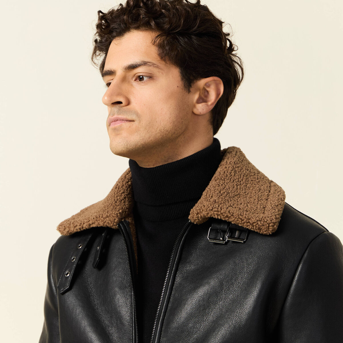 Blouson aviateur simili cuir noir homme