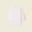Chemise manches 3/4 brodée ecru femme
