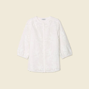 Chemise manches 3/4 brodée ecru femme
