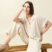 Chemise manches 3/4 beige moyen femme