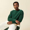 Pull col rond manches longues en coton vert homme