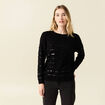 Pull manches longues sequins noir femme