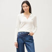 Pull droit manches longues ecru femme