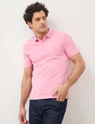 Polo cintr&eacute; en coton manches courtes rose homme