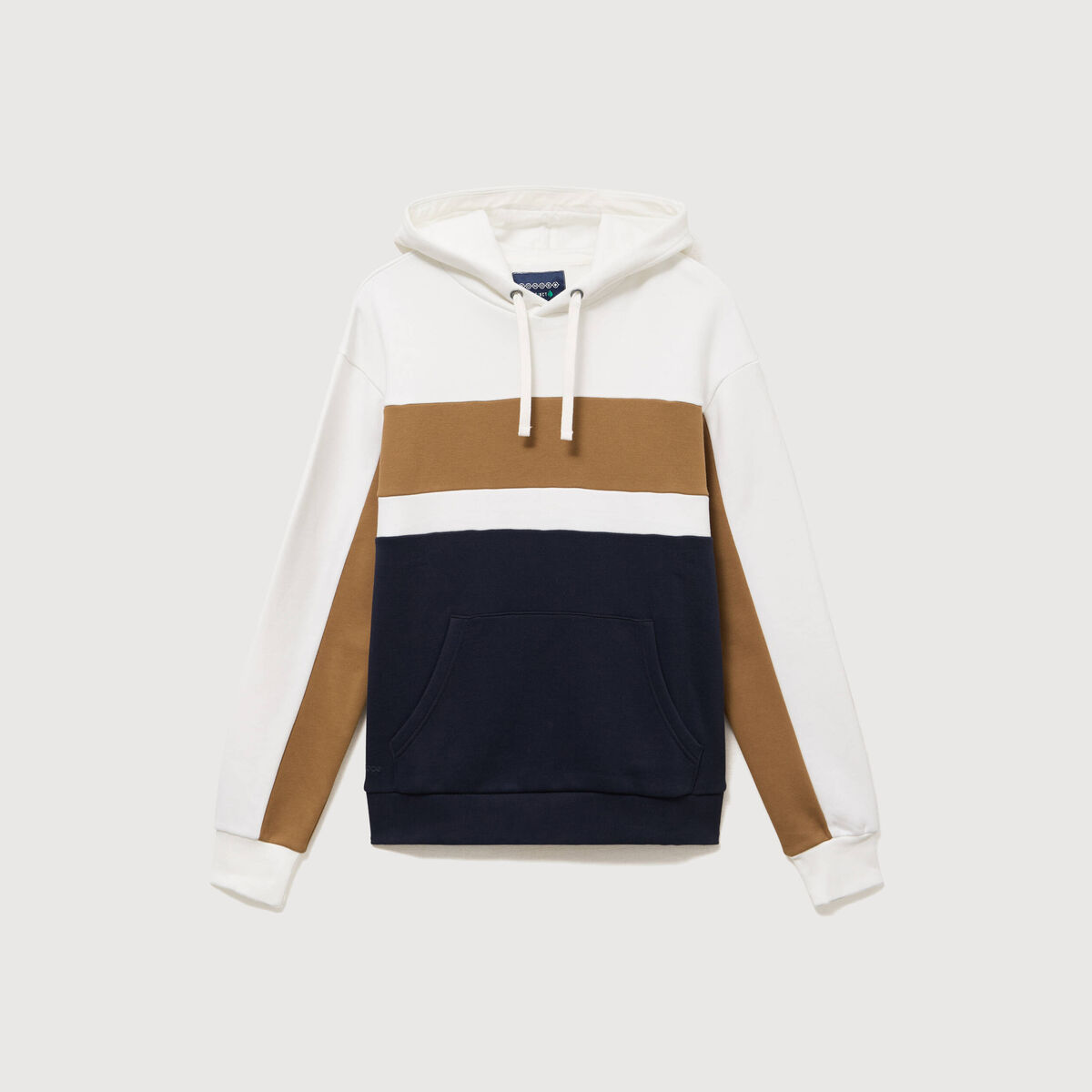 Sweat &agrave; capuche manches longues ecru homme