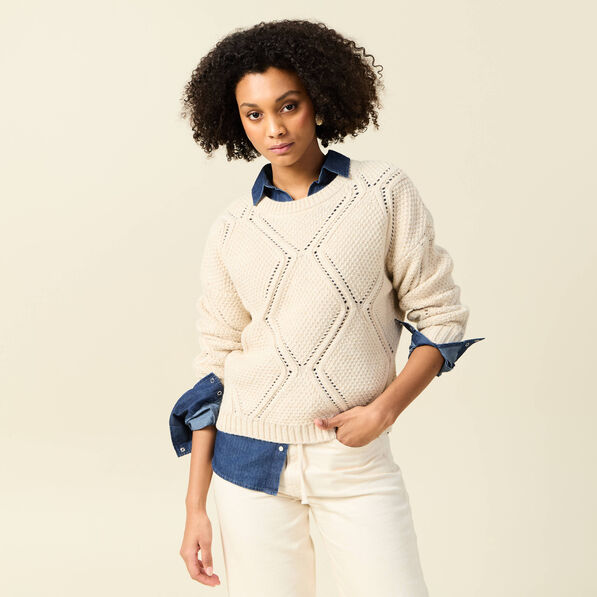 Pull manches longues ecru femme