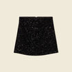 Jupe droite velours sequins noir femme