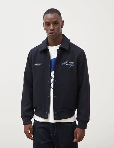 Blouson col classique manches longues bleu marine homme