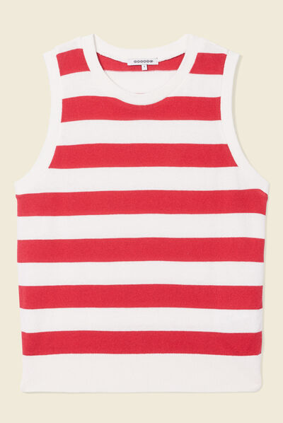 Débardeur pull sans manches rouge clair femme