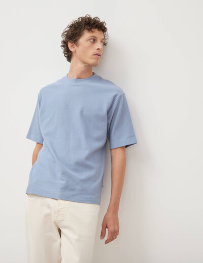 T-shirt ample col rond manches courtes bleu gris homme