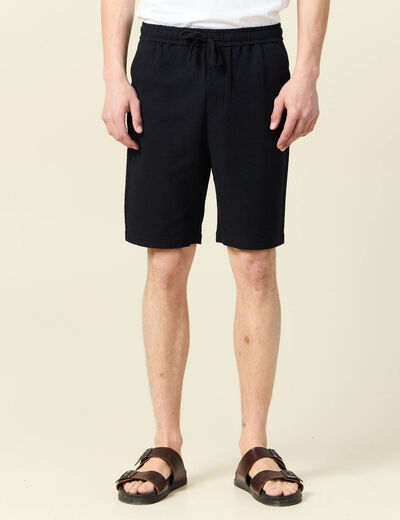 Short droit taille élastiquée noir homme