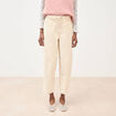 Pantalon barrel taille haute velours ivoire femme