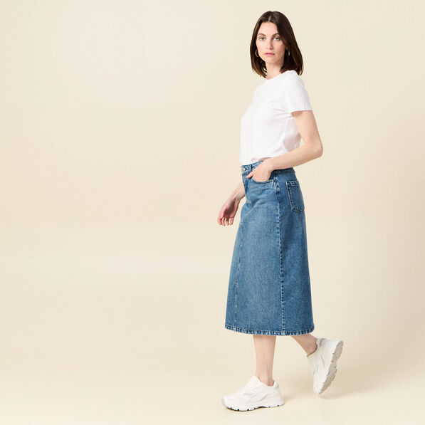 Jupe midi crayon en jean denim used femme