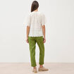 Blouse col v manches 3/4 en coton brod&eacute;e ecru femme