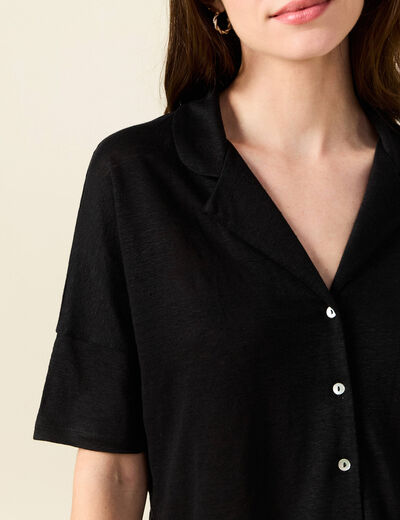 Chemise manches courtes noir femme