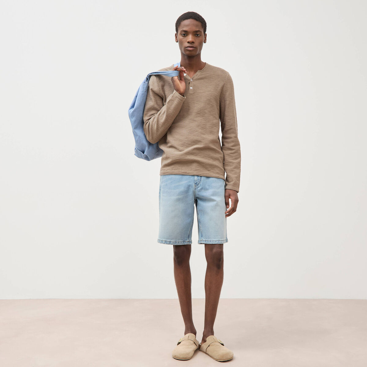 Bermuda en jeans denim bleach homme