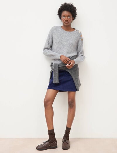 Pull droit col rond manches longues gris femme