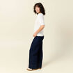 Pull manches courtes ajouré creme femme
