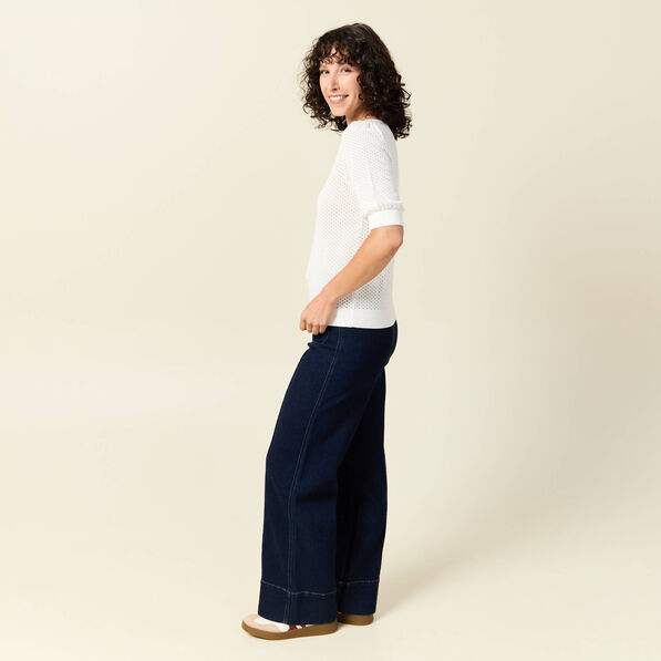 pull manches courtes ajoure creme femme Pull manches courtes ajouré creme femme