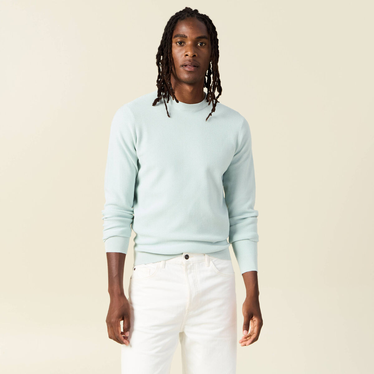 Pull éco-responsable bleu clair homme