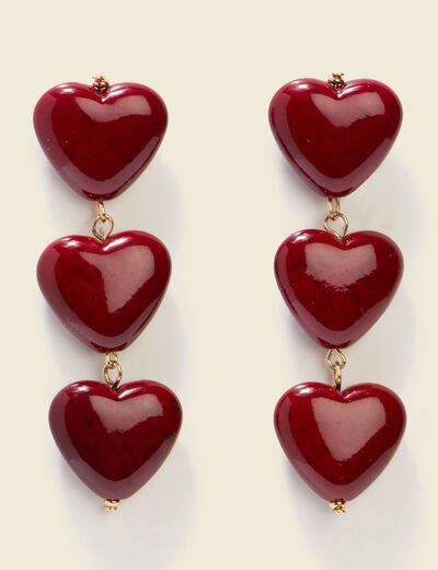 Boucles d'oreilles rouge fonc&eacute; femme